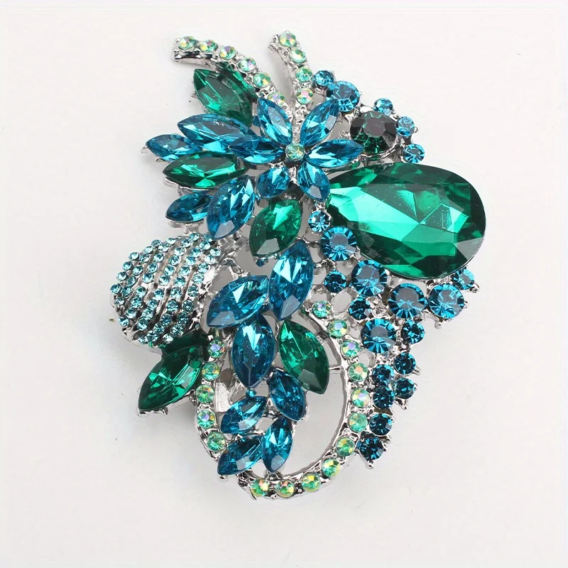 تصميم عصري مليء بالألماس والزهور والألماس بروش فاخر للجو الشخصي #5