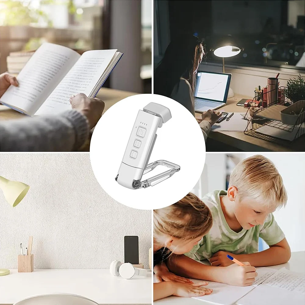 Book Light Reading Light for Bed Reading Rechargeable Portable Clip on LED Reading Light Dimmable Mini USB Powered Desk Lamp