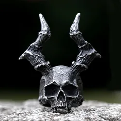 2023 New Vintage Gothic Steel Skull Rings Man Punk Rock Men Ring Heavy Sugar Skull Ring Mens Mandala Accessories Free Shipping