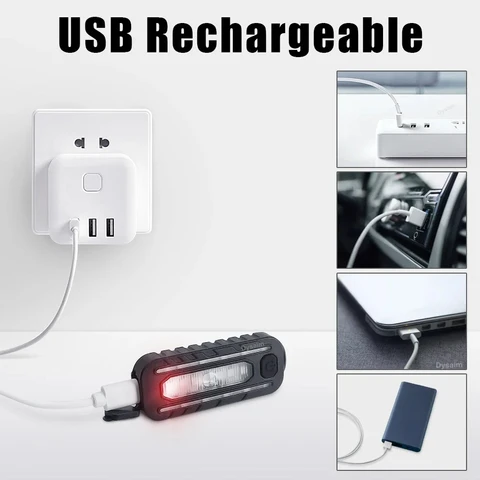 USB-фонарь-брелок LED 800 мАч, красный/синий — фото устройства