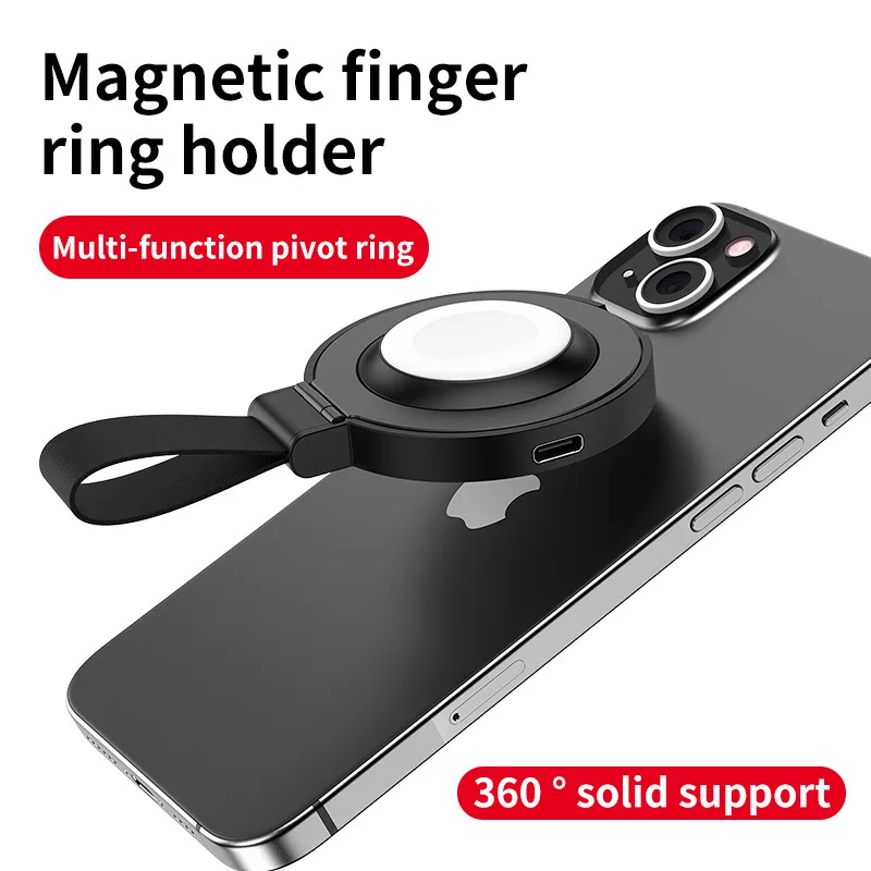 

Magnetic wireless charging ring buckle magsafe Mobile phone watch charger desktop folding stand 3-in-1 back support screw