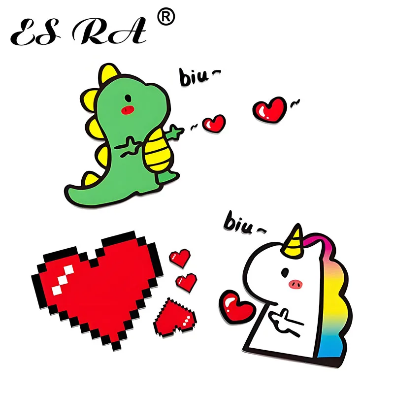 

15CM Love Pegatinas Cute Cartoon Dinosaur Unicorn Reflective Stickers Car Body Fuel Tank Cover Windshield Waterproof Decals