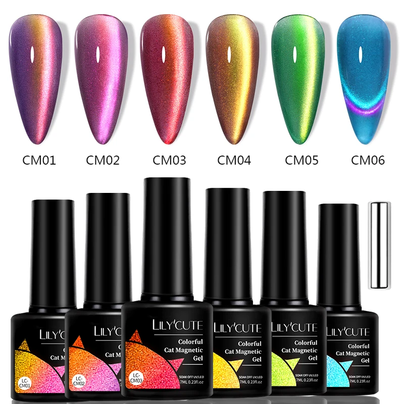 

LILYCUTE 6 шт. Crystal Cat Магнитный гель-лак для ногтей Soak Off УФ-светодиодный блестящий гель-лак Наборы для дизайна ногтей для маникюрного салона «сделай сам» в дом