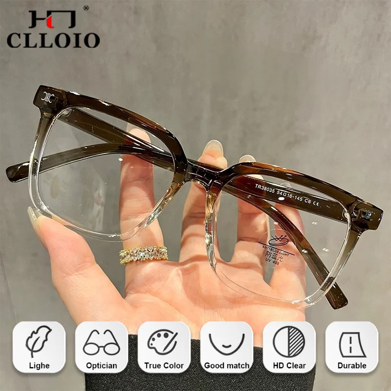 CLLOIO تصميم جديد مربع تصميم قصر النظر النظارات الطبية النساء إطار كبير الحجم مكافحة الضوء الأزرق نظارات القراءة التقدمية #3