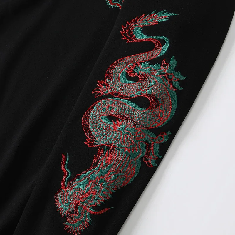 2024 Chinese Dragon Embroidered Hoodies Men Skateboarding Hoodies Y2K Street Sweater  Couple Hooded Relaxed Coat Autumn Winter