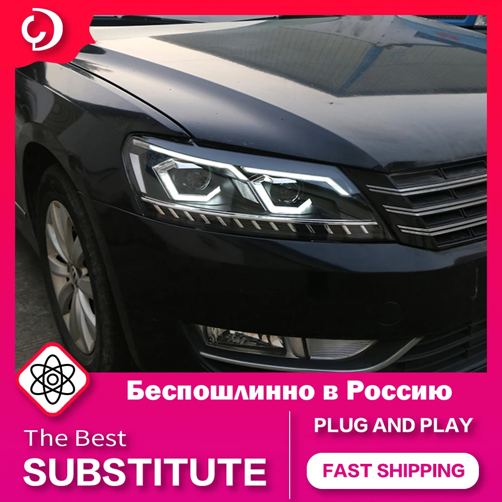 AKD Car Styling Headlights for VW Passat B7 US Verson 2011-2015 LED Headlight DRL Turn Signal Light Angel Eyes Auto Accessories