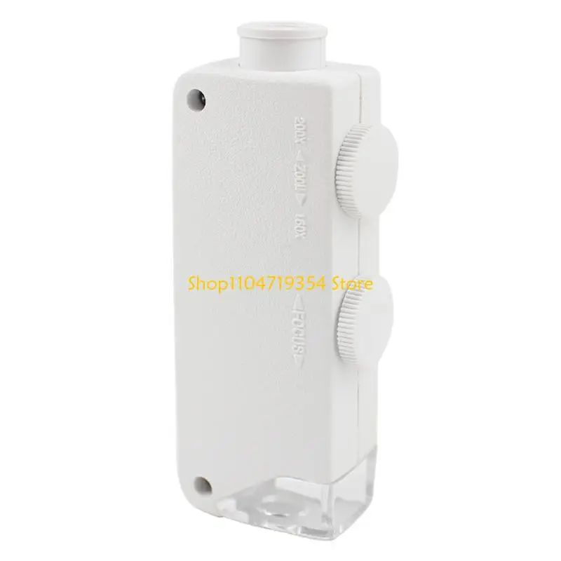 

Mini Portable 160-200X LED Handheld Pocket Microscope Magnifer Loupe for Antique Stamps Textile Fabric