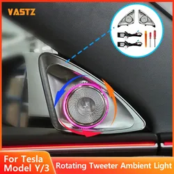 4D Rotating LED Speaker for Tesla Model 3 Y Music Ambient Light Alarm Multi-color Display Top Sound Quality Blind-Spot Reminder
