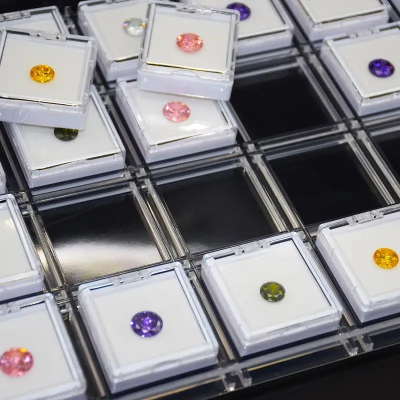 24pcs Gemstone Display Box Gem Stone Collection Organizer Tray with Cover Loose Diamond Jewelry Holder Protection Box Container