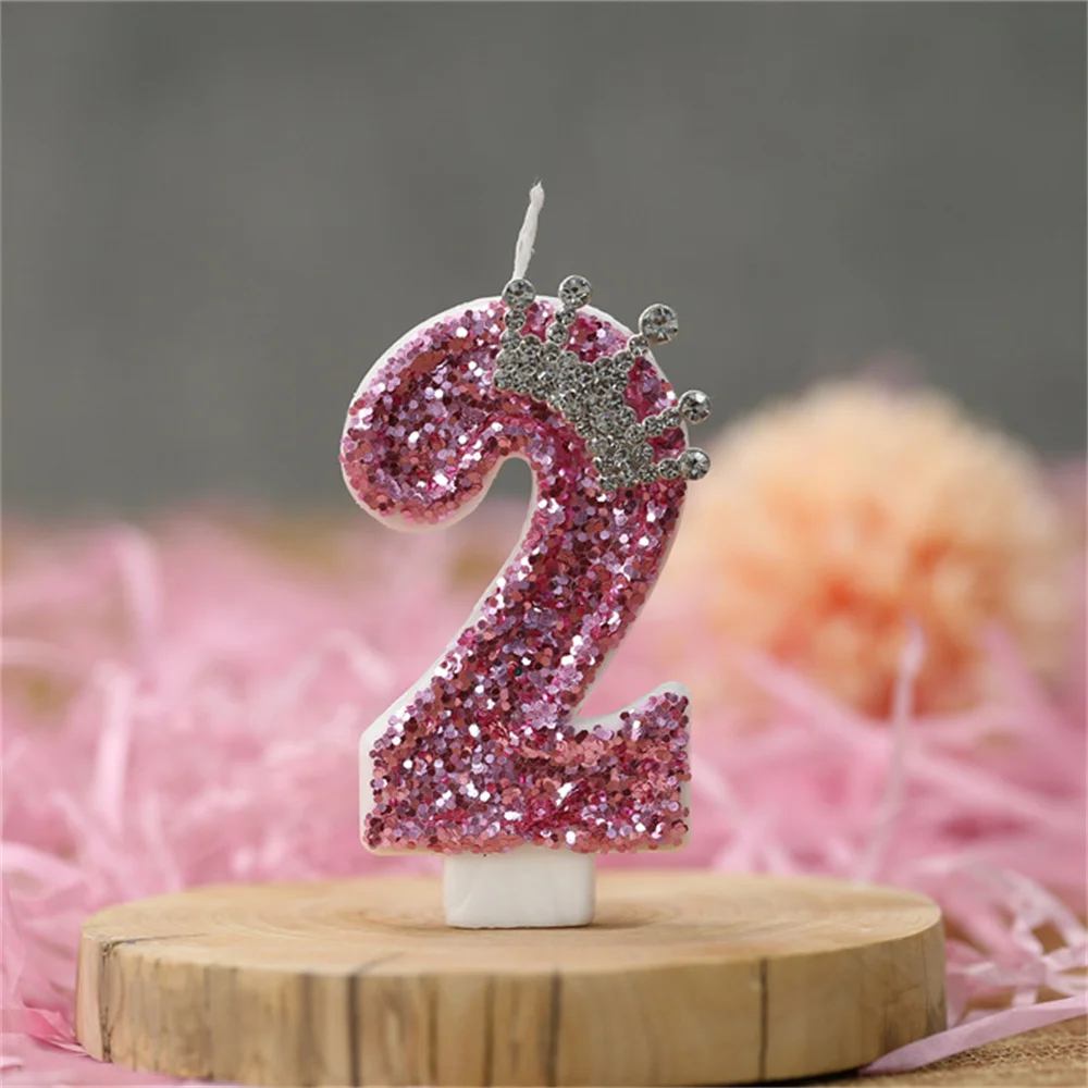 0-9 Number Cake Decorations Silver Crown Candles Number Topper for Happy Birthday Cake Decor Queen Princess Baby Shower Candle