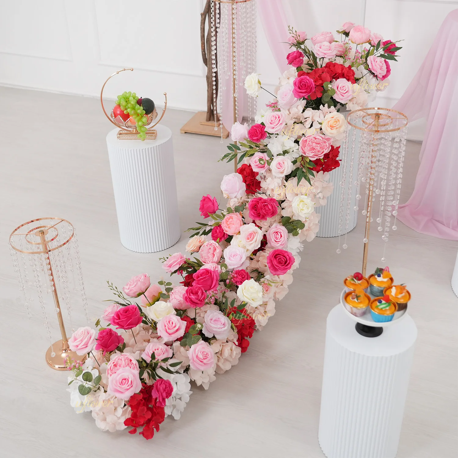 

Искусственный цветок судьи, роза, свадебный настенный фон, композиция, принадлежности для стола, центральная часть цветов, сценический цветочный домашний декор