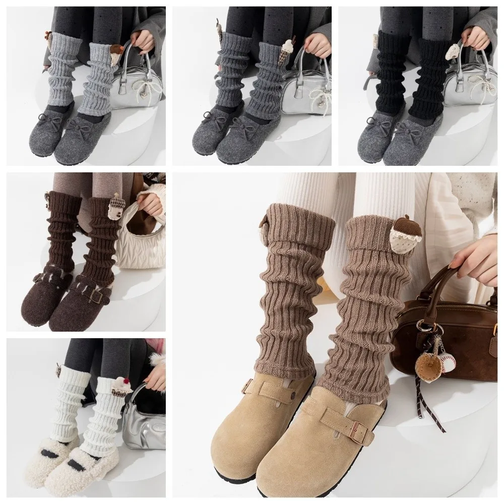 

Cute Thickened Leg Warmers for Girls Knitted Lolita Pile Sock Breathable Comfortable Boot Covers Autumn and Winter