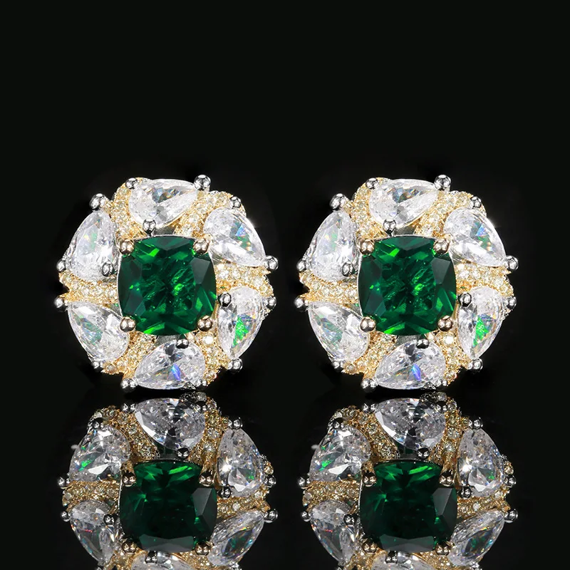 Jewelry set with gold-plated emeralds, elegant and luxurious, for women, 10-8mm
