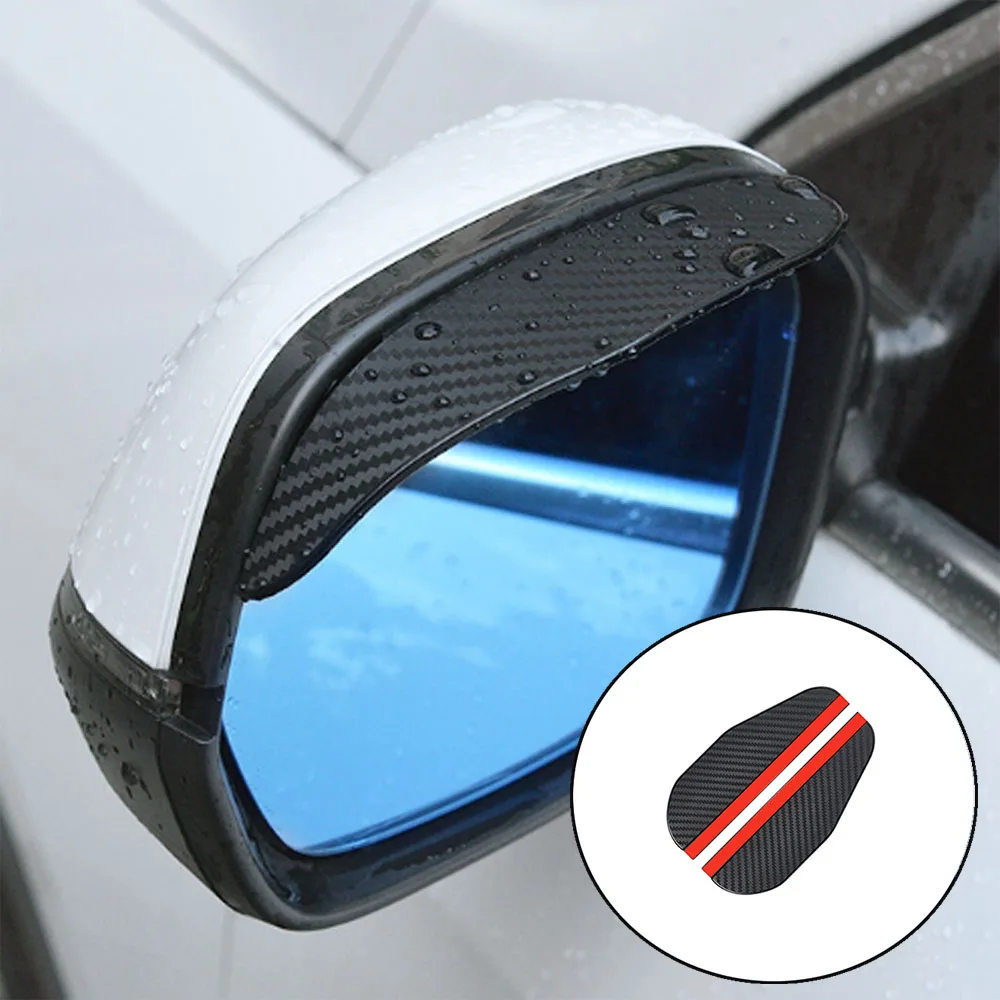 2PCS Car Rearview Mirror Rain Eyebrow Visor Carbon Fiber Car Rearview Side Snow Sun Visor Rain Cover Car Mirror Accessories 