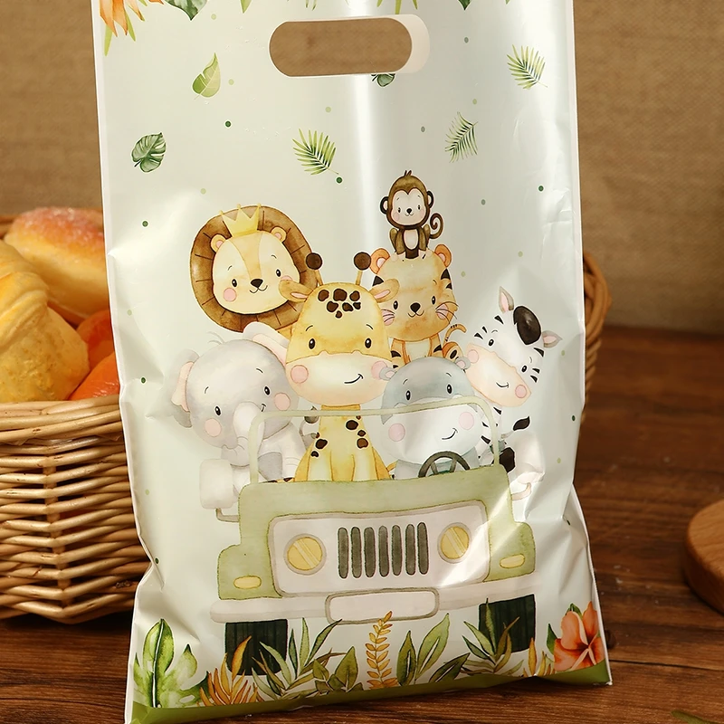 10/20/50pcs Sacolas de Presente com Tema de Animais da Selva, Sacolas de Lembrancinhas para Festa de Aniversário de 1 Ano