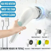 5 in 1 Electric Cleaning Brush USB Rechargeable Cordless Electric Spin Scrubber with 5 Replaceable Brush Heads Cleaning Brush
