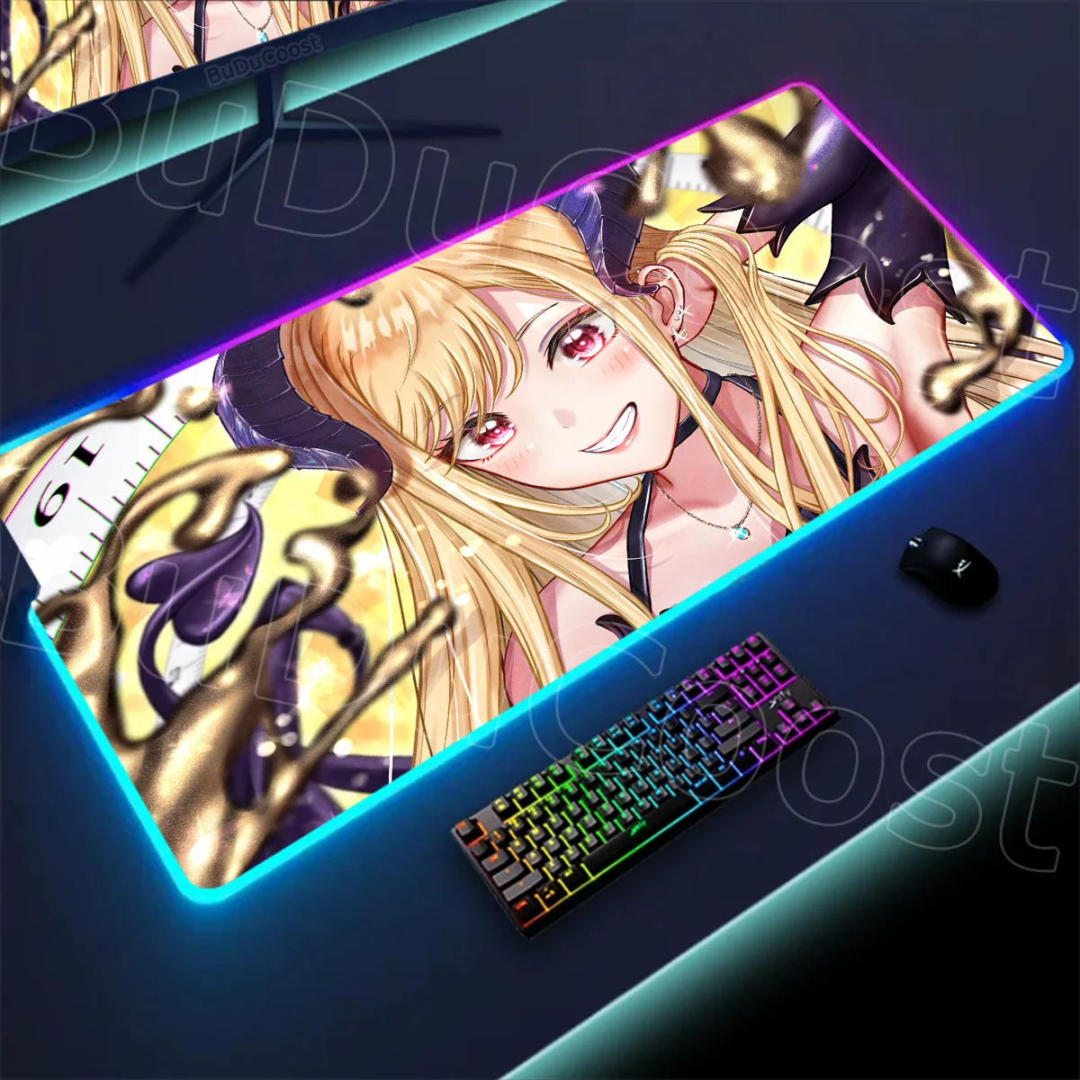 

LED Computer Keyboard Gaming Accessories Large RGB My Dress-Up Darling Backlight Mouse Pad Kawaii Girl Marin Kitagawa Anime Mats