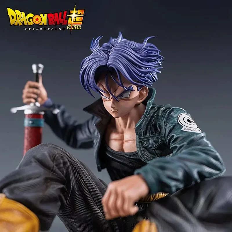 Bandai Dragon Ball Trunks Action Figure Anime Super Saiyan Sitting Position Torankusu Figurine Ornaments PVC Model Toys