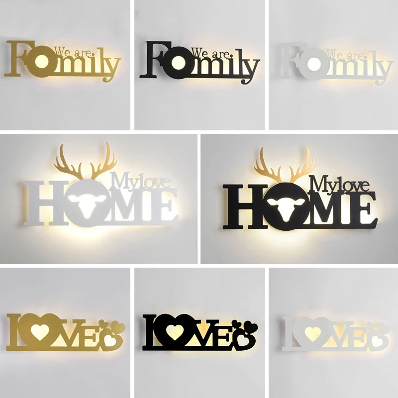 Creative Modern Acrylic Wall Lamp 18W Wall Mounted Letter Lamp LED Living Room Bedroom Bedside Lamp Corridor Stair Wall Light