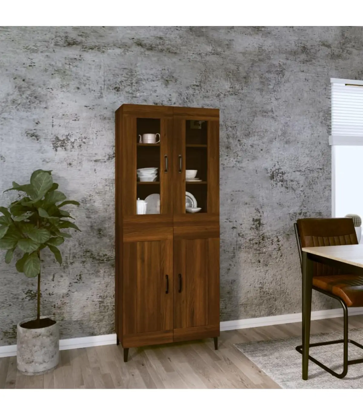 69,5x34x180 cm oak brown plywood high sideboards