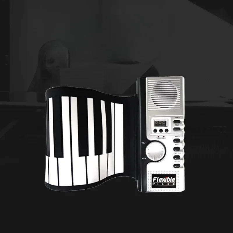 English 61 Key Hand-rolled Piano Built-in Speaker Silicone Folding Adult Electronic Organ Beginner Keyboard Musical Instruments