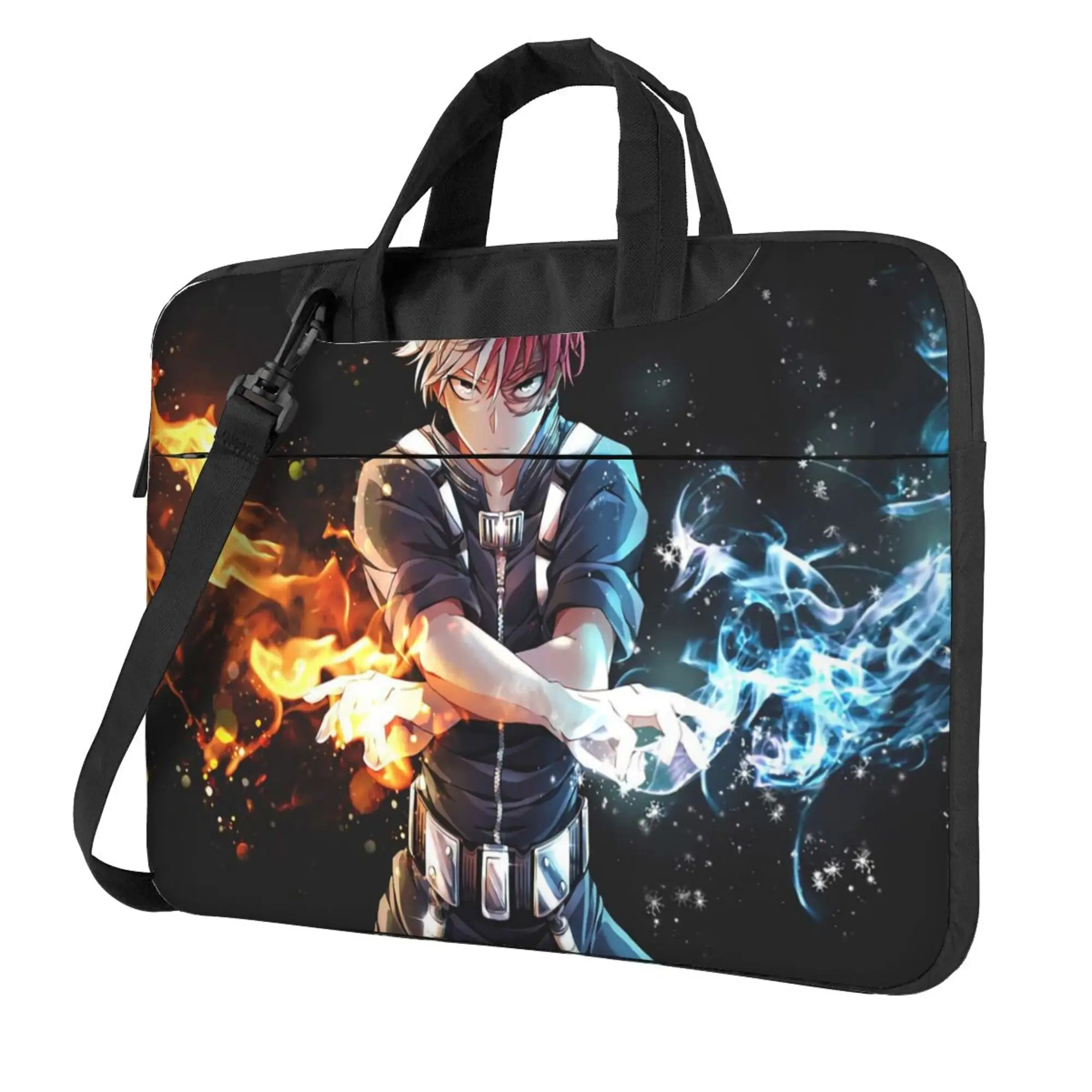 Todoroki BNHA Laptop Shoulder Bag Compatible with 13/14/15.6 Inches Boku No My Hero Academia Anime Manga Netbook PC Cover Pouch