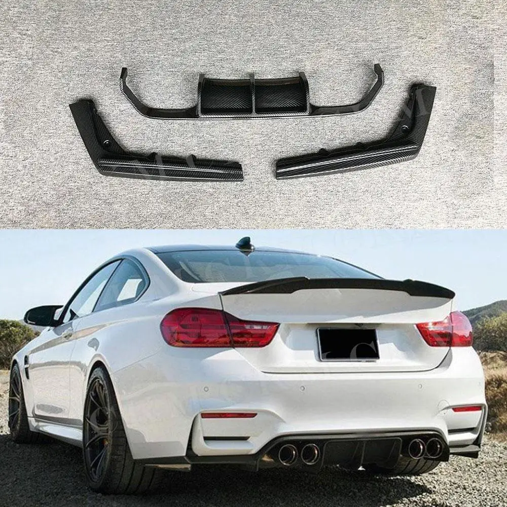 

Carbon Look Car Rear Bumper Lip Spoiler Diffuser for BMW 3 4 Series F80 M3 F82 F83 M4 2014 - 2019 V Style ABS Gloss Black