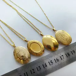 1Pc Big Virgin Mary Flower Oval Locket Stainless Steel Pendant Necklaces Charms Photo Frame Necklace Women Memory Making Jewelry