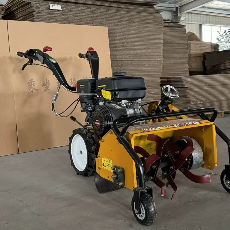 petrol Powered Four-Wheel Drive Weeder Micro-tiller for Tight Spaces Diesel Riding Tiller Air-Cooled Engine
