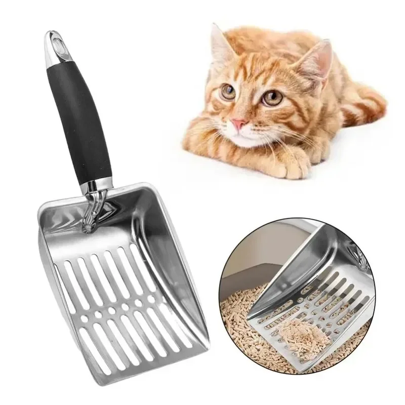 Gato areia limpeza para cão gato limpo fezes suprimentos gato maca pá pet ferramenta de limpeza produtos para animais de estimação metal alça longa colher