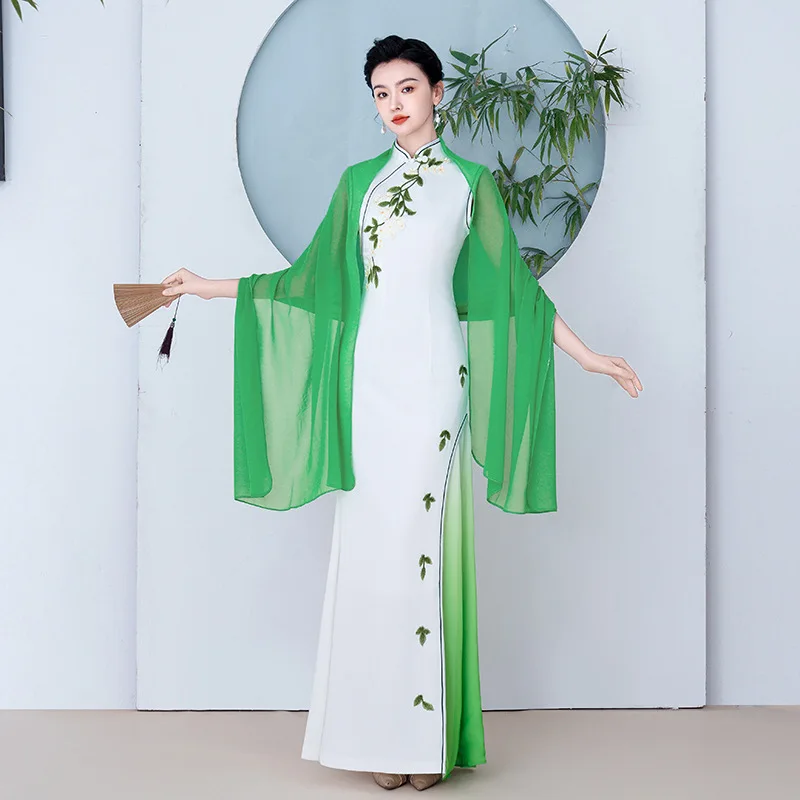 

Plus Size 5XL Chinese Qipao Classic Women Satin Embroider Long Cheongsam Oriental Wedding Dresses 2024 New Evening Party Gown