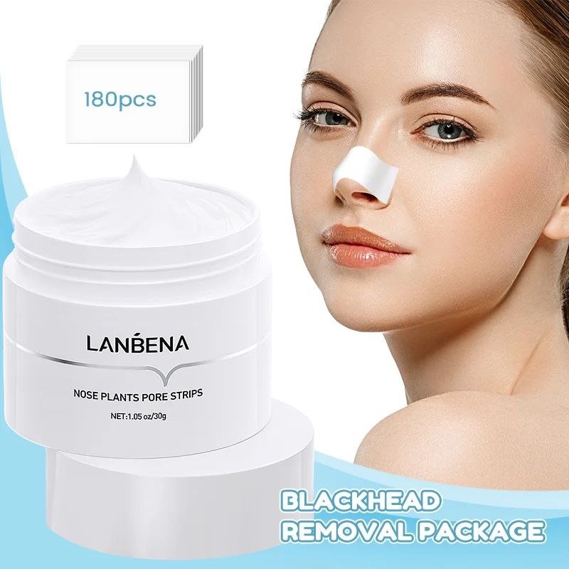 LANBENA-removedor de espinillas, mascarilla exfoliante con extracto de Aloe Vera, Control de aceite, mascarilla de nariz con 180 piezas, limpia para una limpieza profunda e hidratante