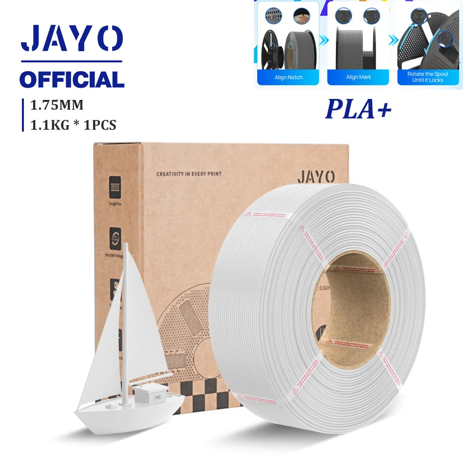 JAYO 3D-Drucker-Filament Nachfüllpack PLA/PETG/PLA+ Nachfüll-Filament 1,1 kg ohne Spule PLA-Filament für wiederverwendbare Spulen Kompatibel mit Bambu Labs