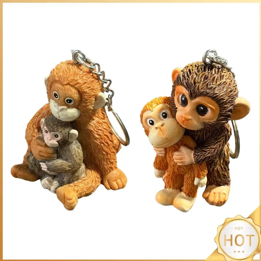

3D Resin Cute Monkey Holding Plush Pendant Scratch-Resistant Protect Monkey Keychain for Women Girls Backpack Purse Car Keys