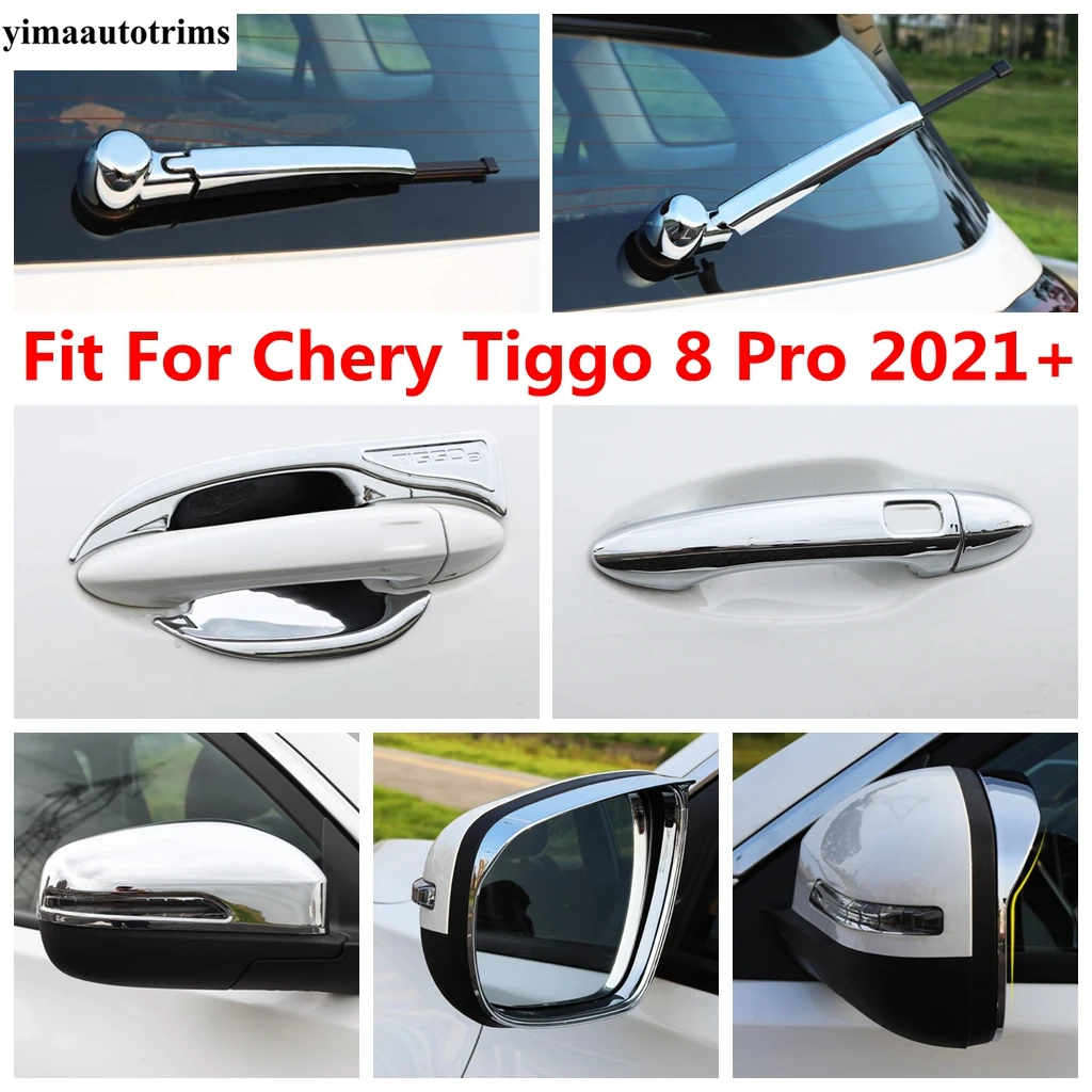 

For Chery Tiggo 8 Pro 2021 2022 Car Rearview Mirror Cap Window Wiper Handle Bowl Rain Eyebrow Cover Trim ABS Chrome Accessories