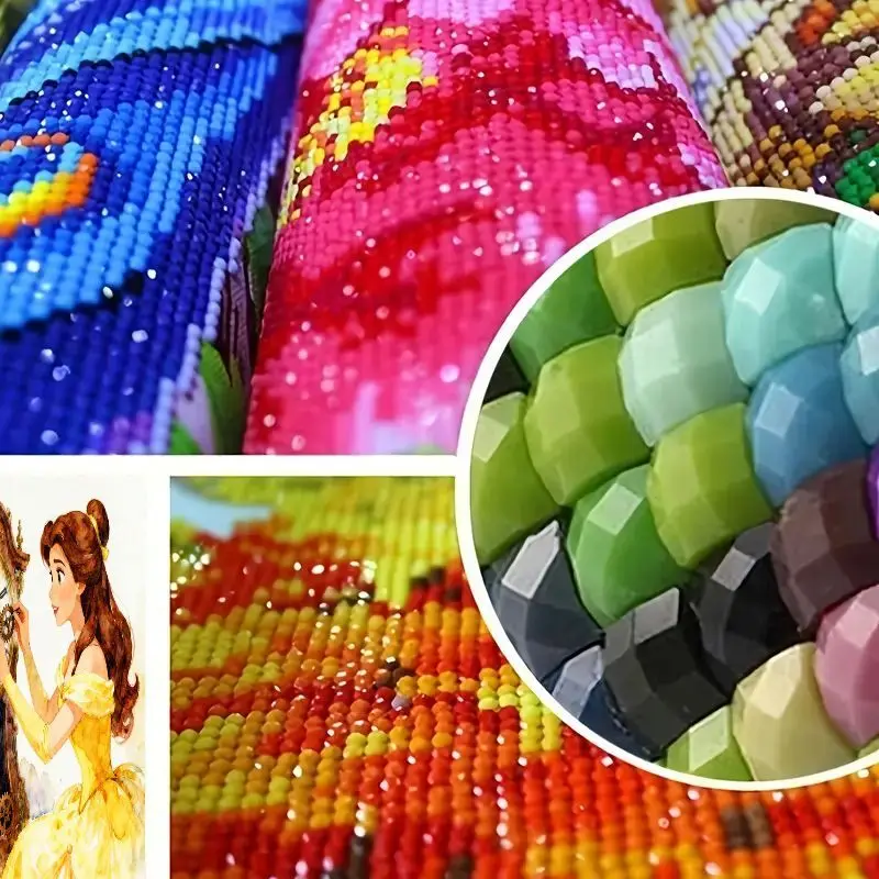 1 قطعة 5D الحفر الكامل DIY الماس طقم الطلاء ، ديزني الأميرة حسناء والجد ساعة الفن من الجمال والوحش ، كريستال ري