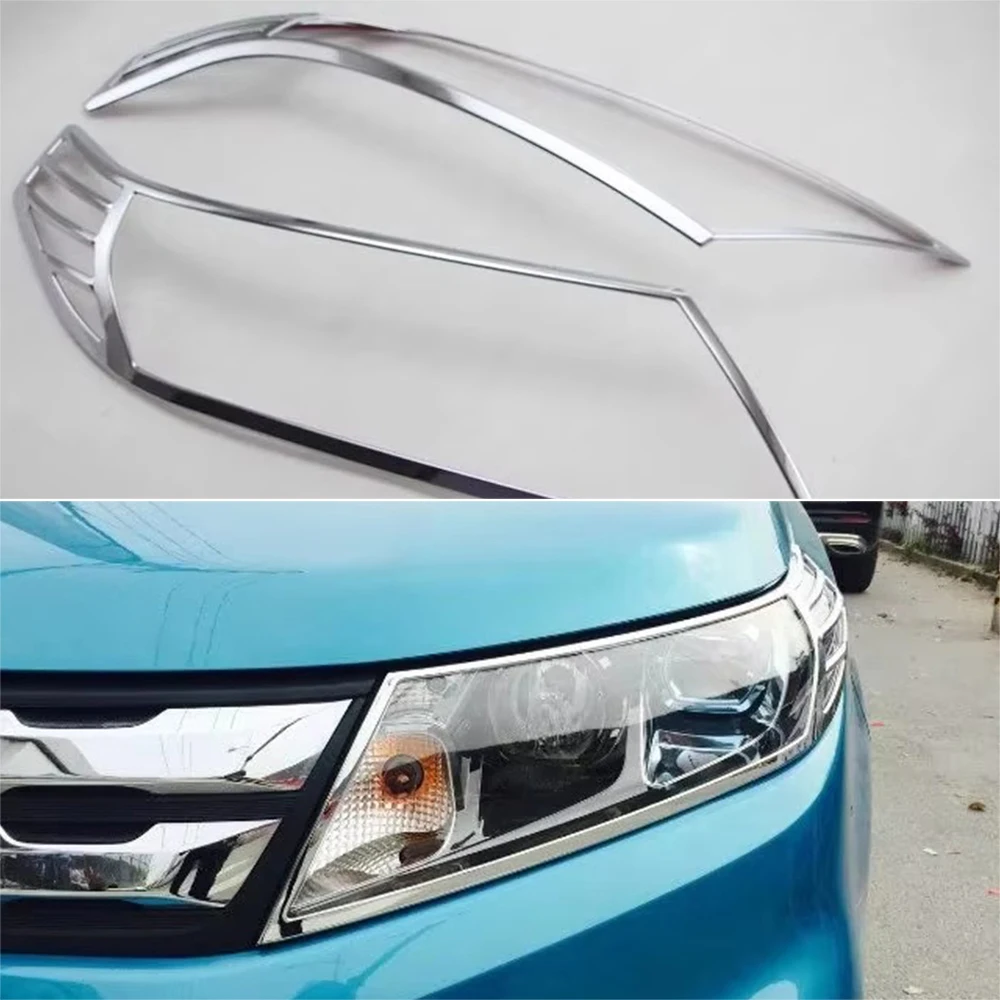 For Suzuki Vitara 2015-2018 ABS Chrome Headlight Head Light Cover Trim Body Kit Accessories
