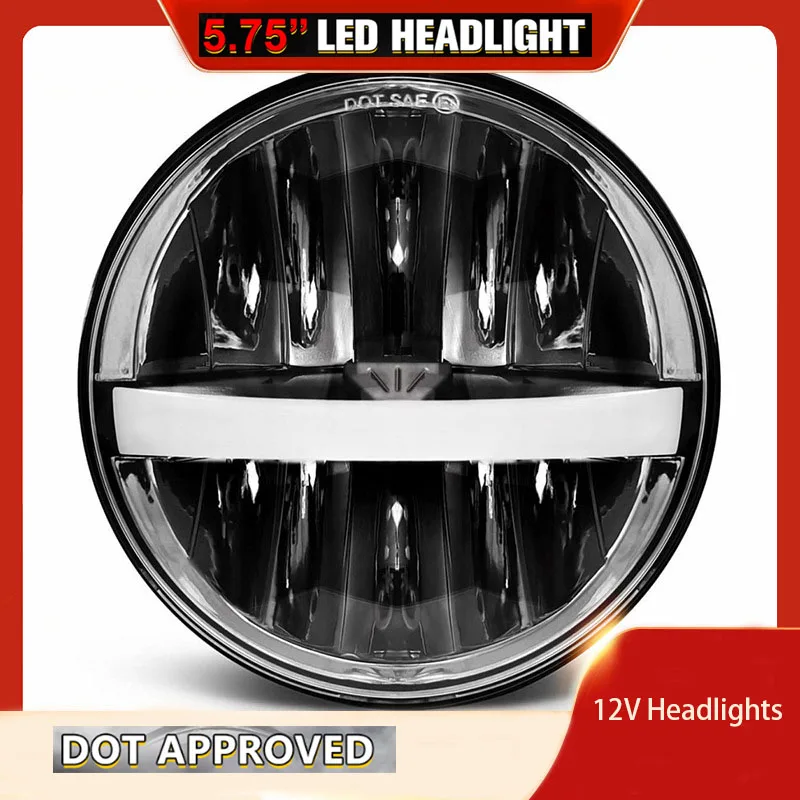 

Фара мотоцикла 5,75-дюймовая светодиодная модифицированная фара 30 Вт для фар Harley, Honda, Yamaha дальнего и ближнего света