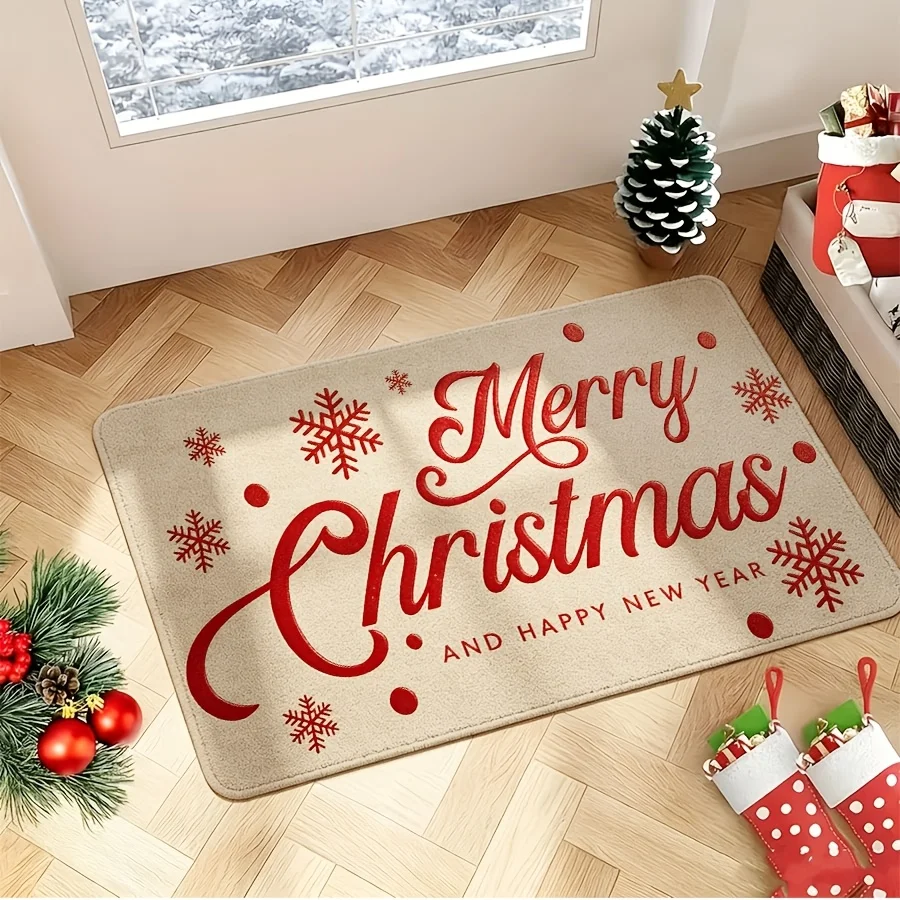 Three Christmas Gnome Print Door Mat Villa Front Entry Patio Sliding Door Home Decor Backyard Seasonal Floor Mat  welcome mat