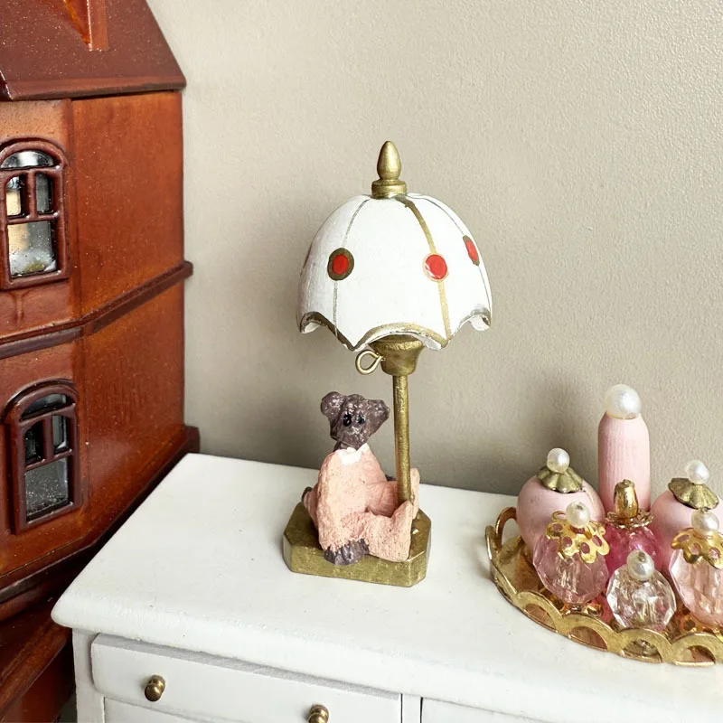 1pc 1:12 Dollhouse Miniature Bedside Lamp Simulated Model Playhouse Living Room Bedroom Scene Decoration Ornament Mini Lamp