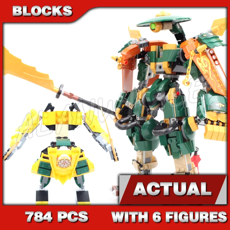 784pcs Shinobi Lloyd and Arin's Team Mechs Double Samurai Robots 88084 Building Blocks Toys Compatible With Model