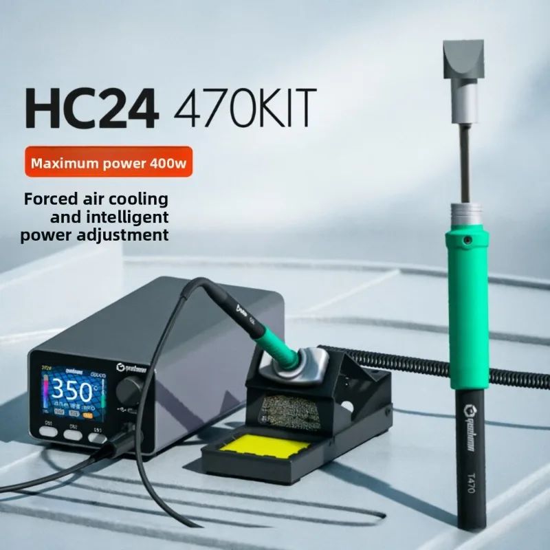 GEEBOON HC24 400W Heavy Duty Soldering Station Compatible T115 T210 T245 C470 T12 Soldering Tips Color Curve Display