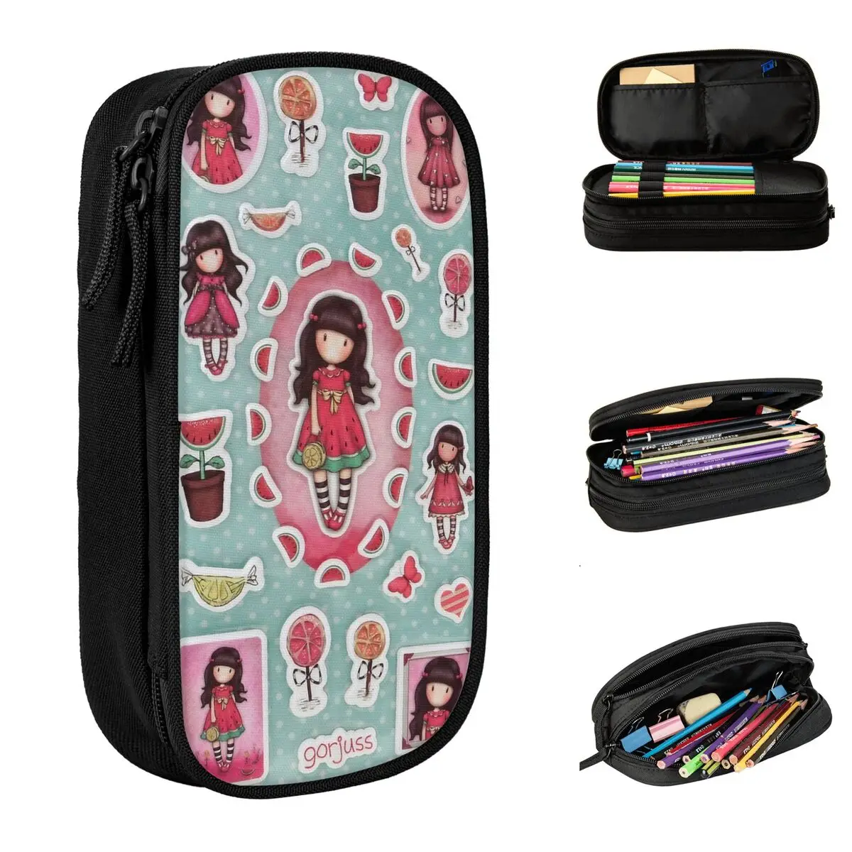 Santoro Gorjuss Collage Pencil Cases Pencilcases Pen Box for Student Big Capacity Bags Students School Cosmetic Stationery