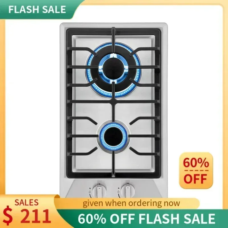 PMD4-12 "موقد غاز إمبافا مع 2 شعلة ساباف الإيطالية المختومة NG/LPG قابلة للتحويل من الفولاذ المقاوم للصدأ، 12 بوصة،