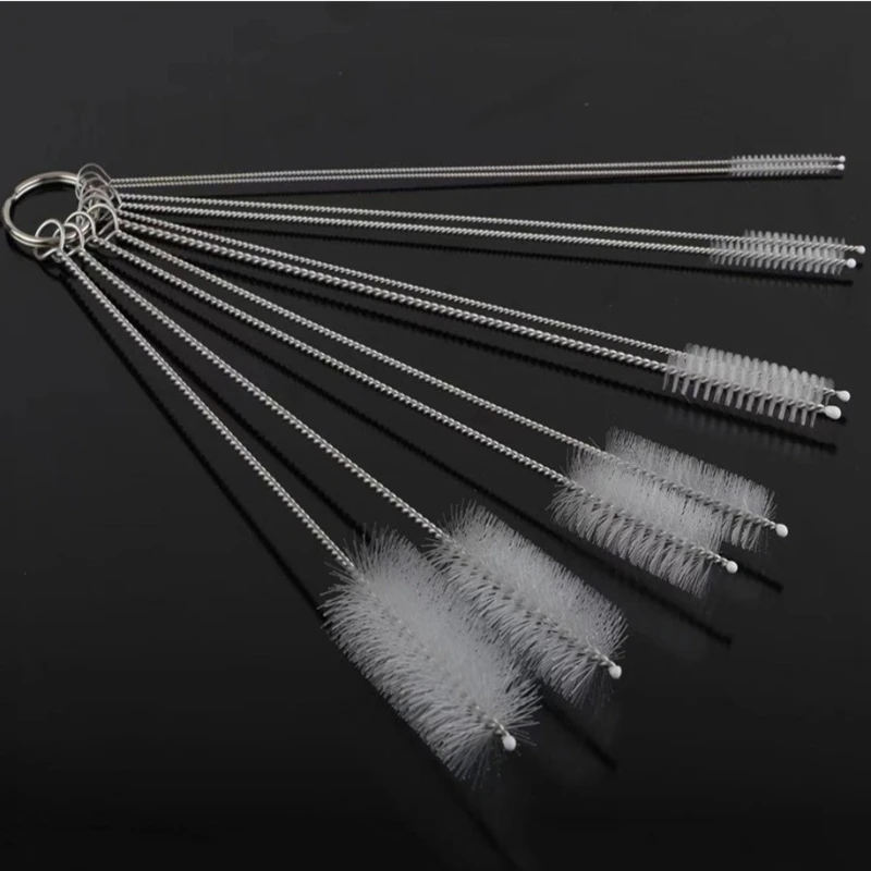 Syringe Brush Nylon Brush for Cleaning Gaps Cleaning Spiral Brush Stainless Steel Cup Brush Coffee Machine Cleaning Brush