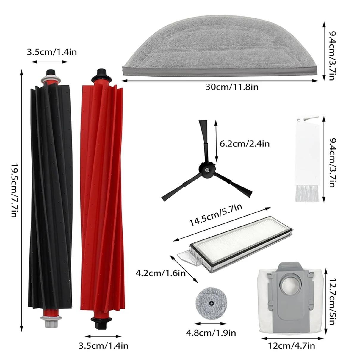 Roborock s8 maxvウルトラアクセサリーセットのスペアパーツ,サイドブラシ,メインブラシ,フィルター,ダストバッグ,サイドクロス付き