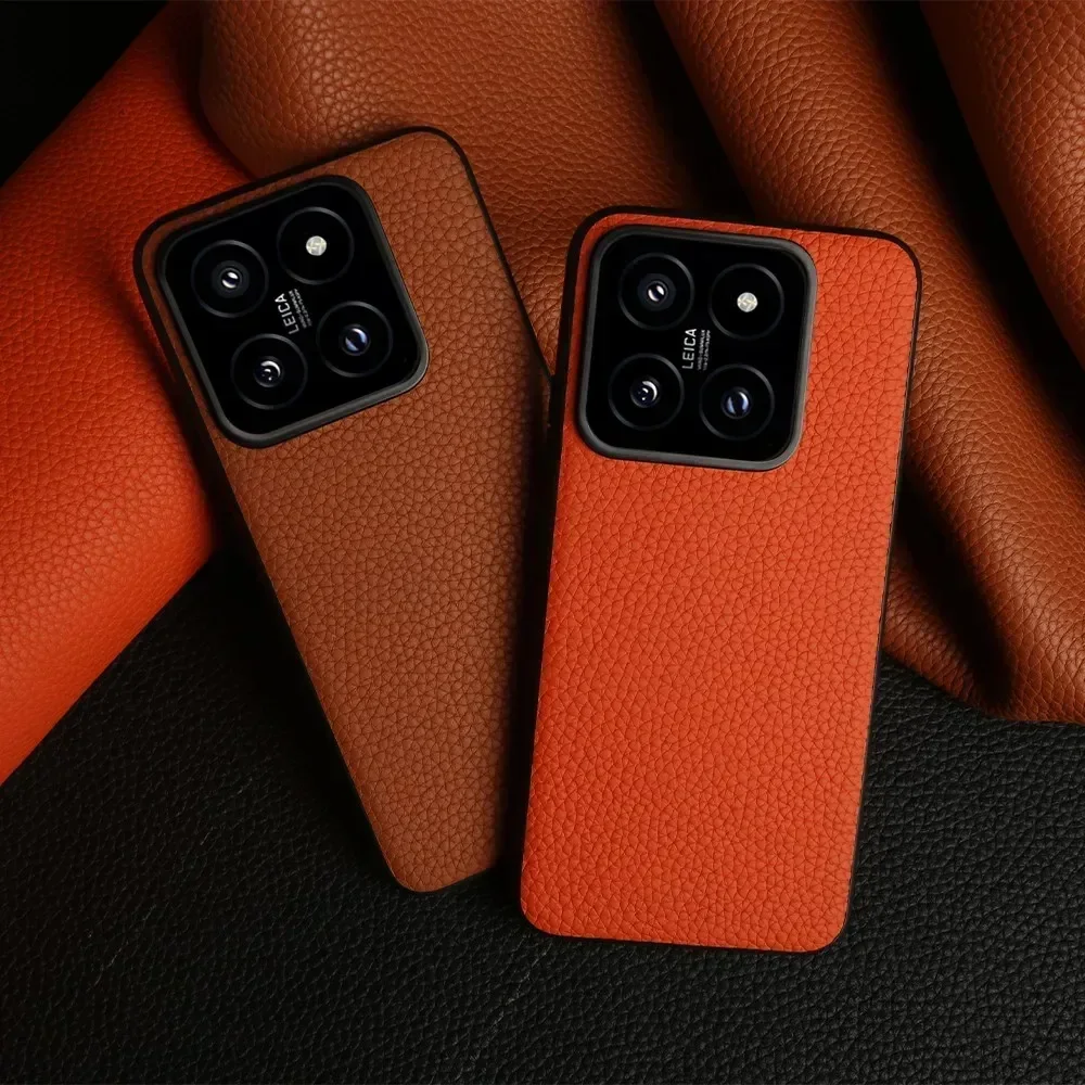 NZN Durable Genuine Leather Case For Xiaomi 14 Cover Full Wrapped Litchi Mi 14TPro 12Pro 12X 12TPro 12Ultra 11Ultra Phone Cases