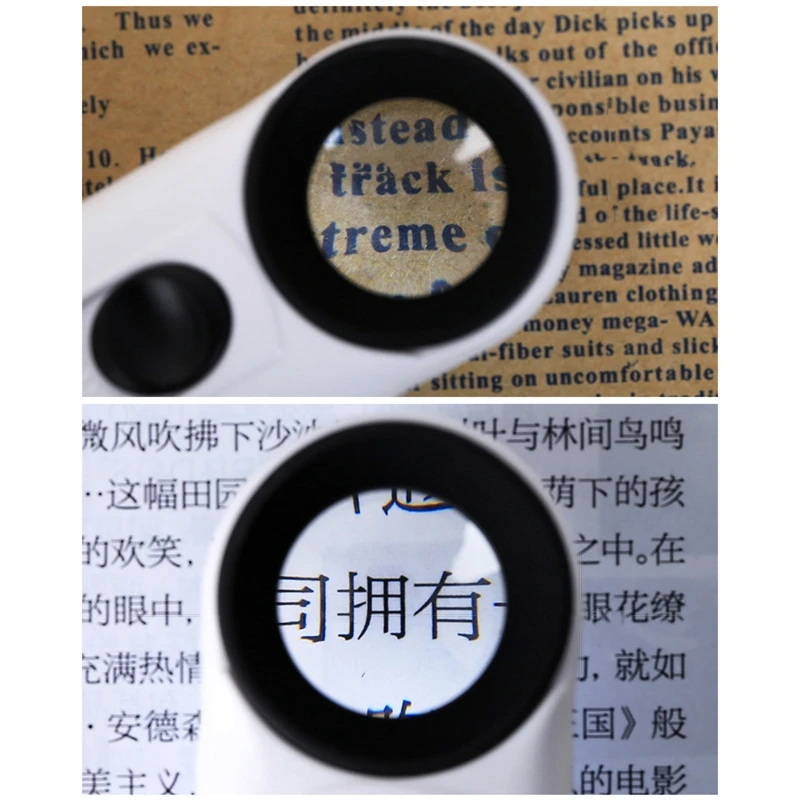 40X Handheld Magnifier High Power Hand Held Illuminated Magnifying Glass Jeweler Eye Jewelry Loupe with 2-LED Light Gift