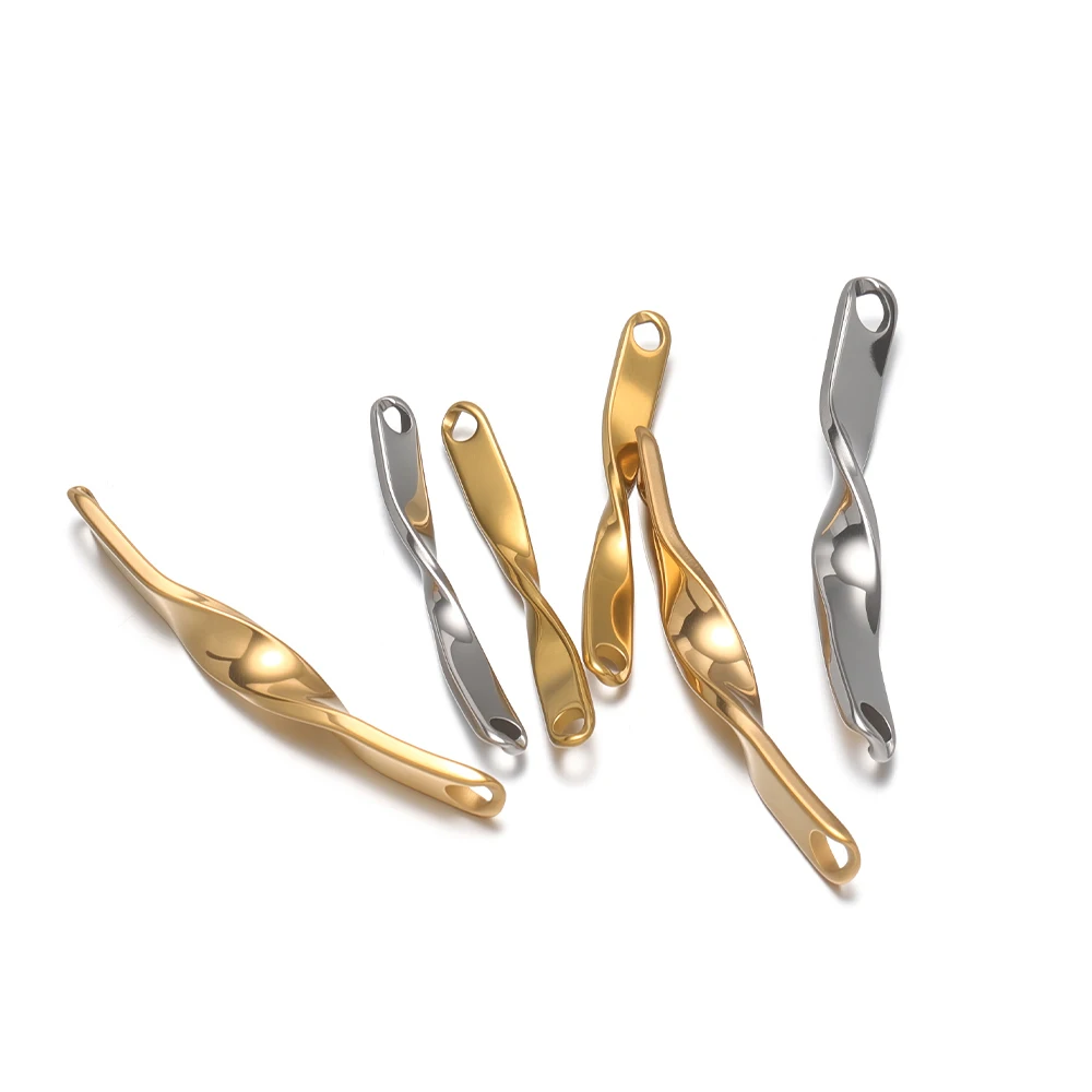 5Pcs Stainless Steel Twisted Long Stick Bar Charms Pendant Connectors for Necklace Bracelet Findings DIY Handmade Jewelry Making