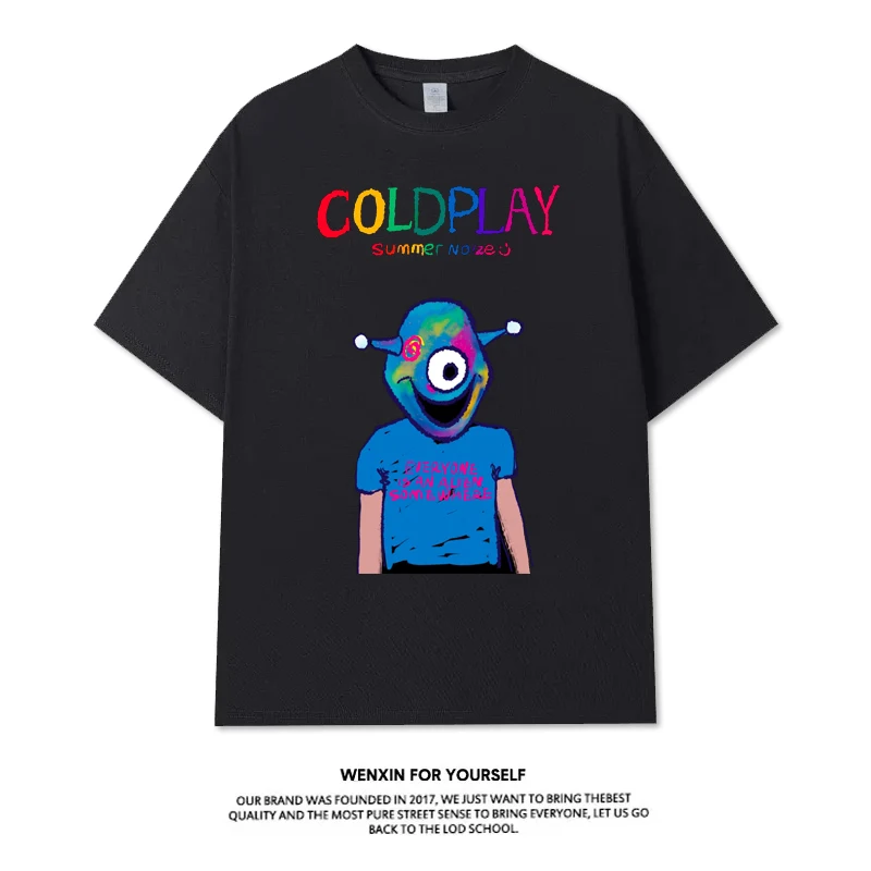 

Футболка Coldplay Band Around The 2024 Летняя мужская и женская футболка с такими же концертом 2025 года, одежда из чистого хлопка с короткими рукавами и половиной рукава